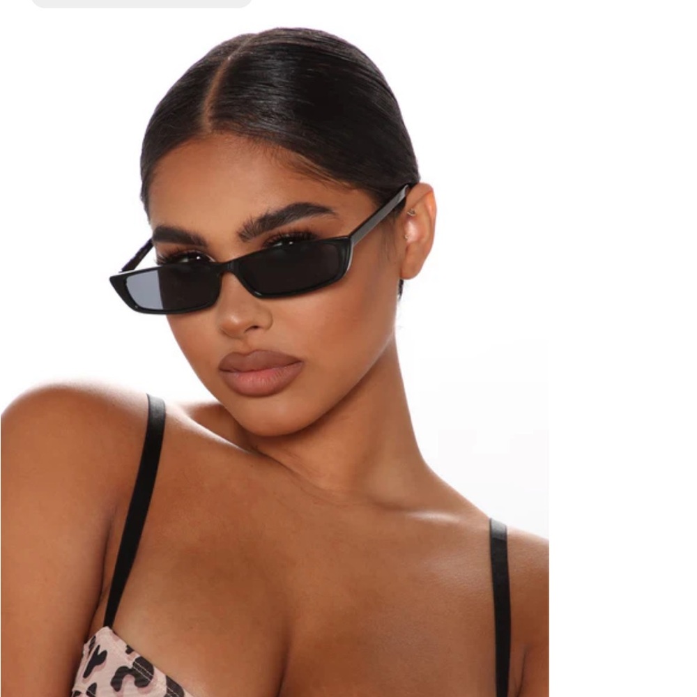 Slim Rectangular Black Sunglasses